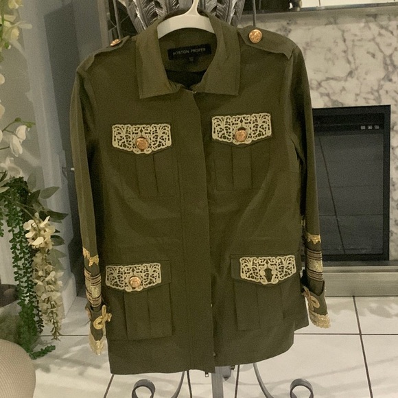 military green jacket sz s - Picture 2 of 4